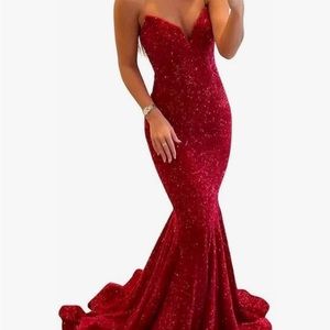 Sparkly Sequin Mermaid Prom Dress Long V Neck Formal Evening Party Gown
